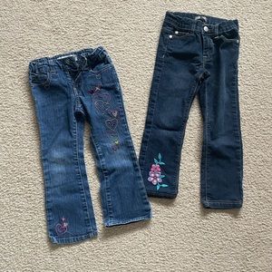 Set of 2 Denim Jeans for Toddler Girls 4T in excellent condition